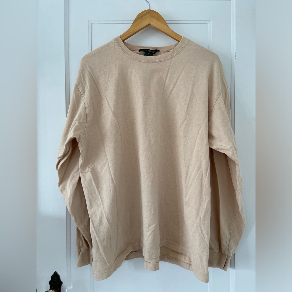 Vintage J. Crew oarsman long-sleeve crewneck shirt in apricot, size large.